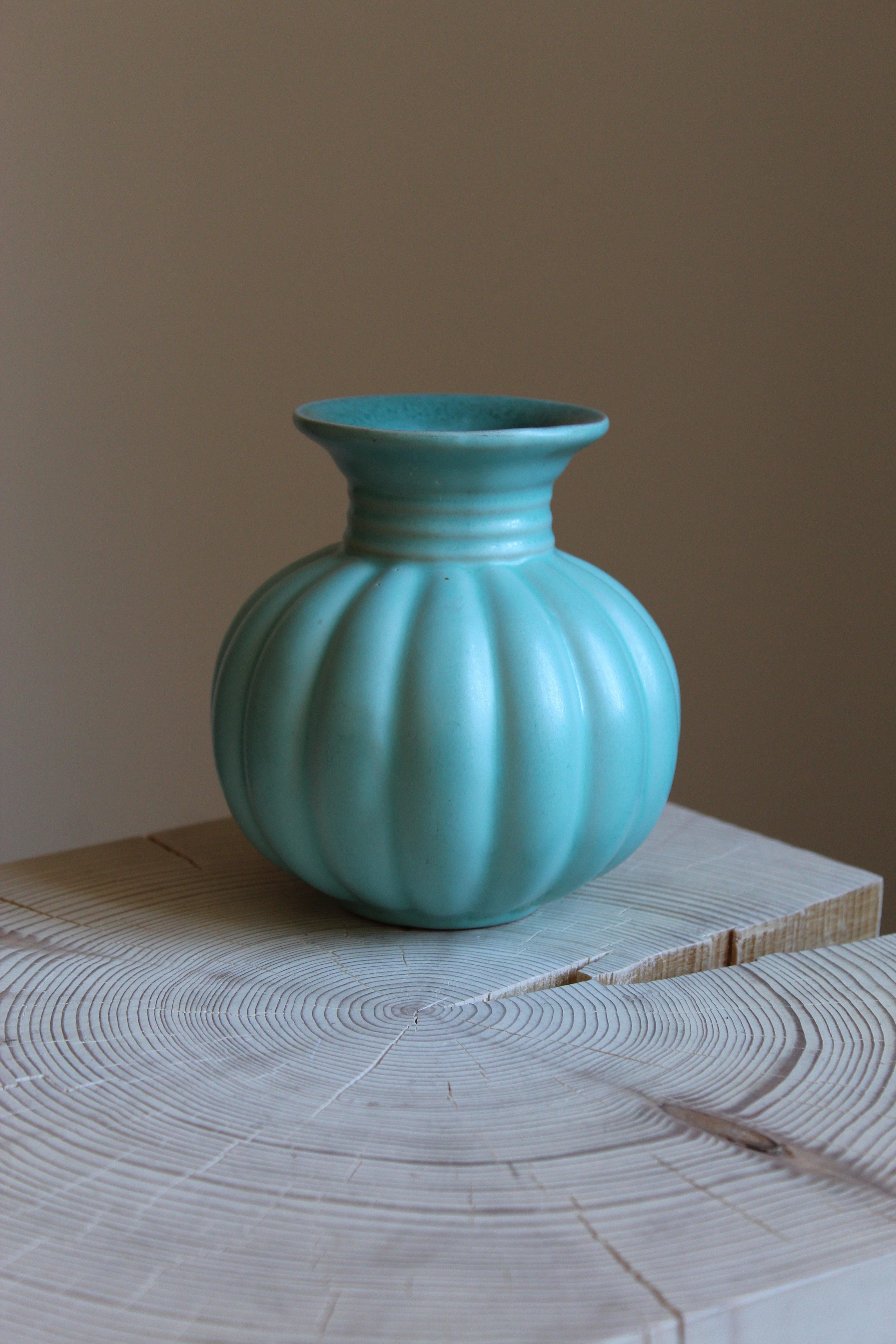 Art Deco Upsala-Ekeby, Small Vase, Glazed Stoneware, Sweden, 1930s