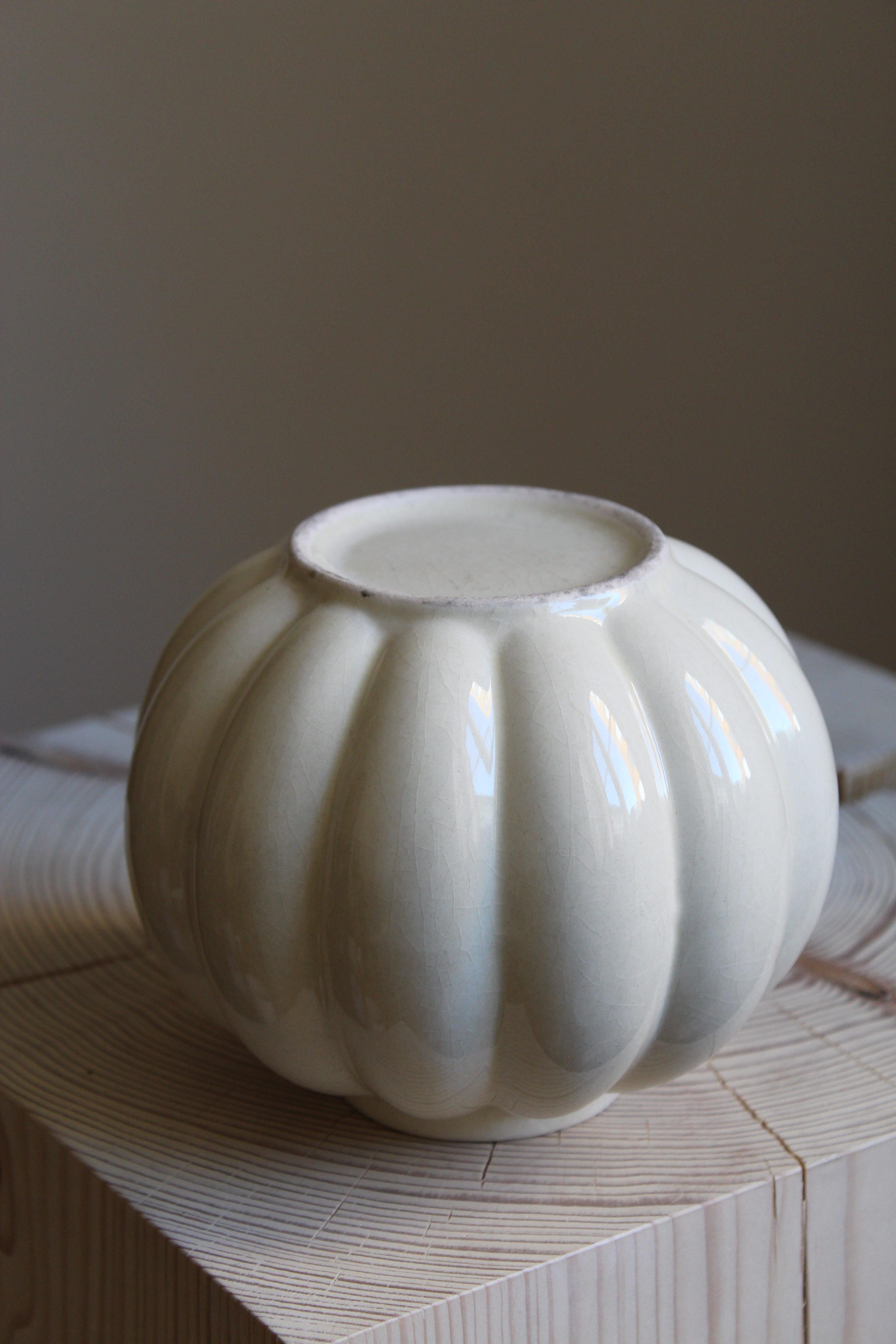 Mid-20th Century Upsala-Ekeby, Small Vase, Glazed Stoneware, Sweden, 1930s