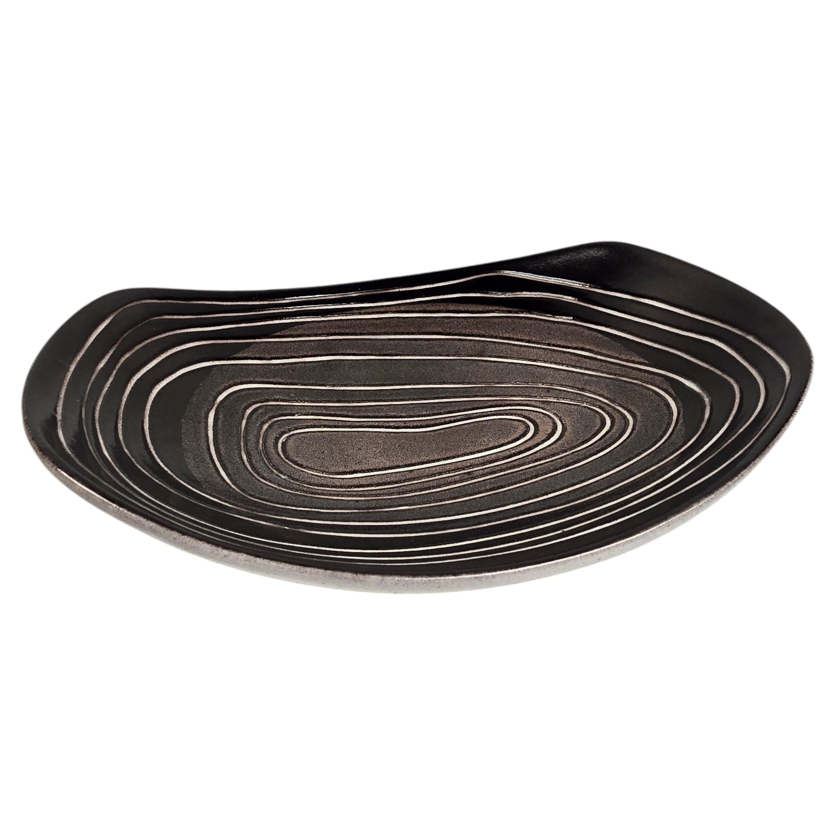 Upsala Ekeby Sweden Mid Century Modern Pottery Vide Poche Catchall Bowl For Sale