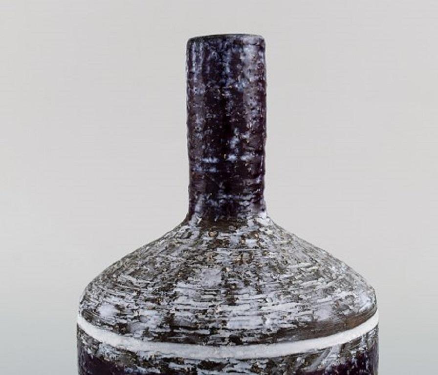 Scandinavian Modern Upsala-Ekeby, Sweden, Vase with Narrow Neck in Glazed Ceramics, 1960s For Sale