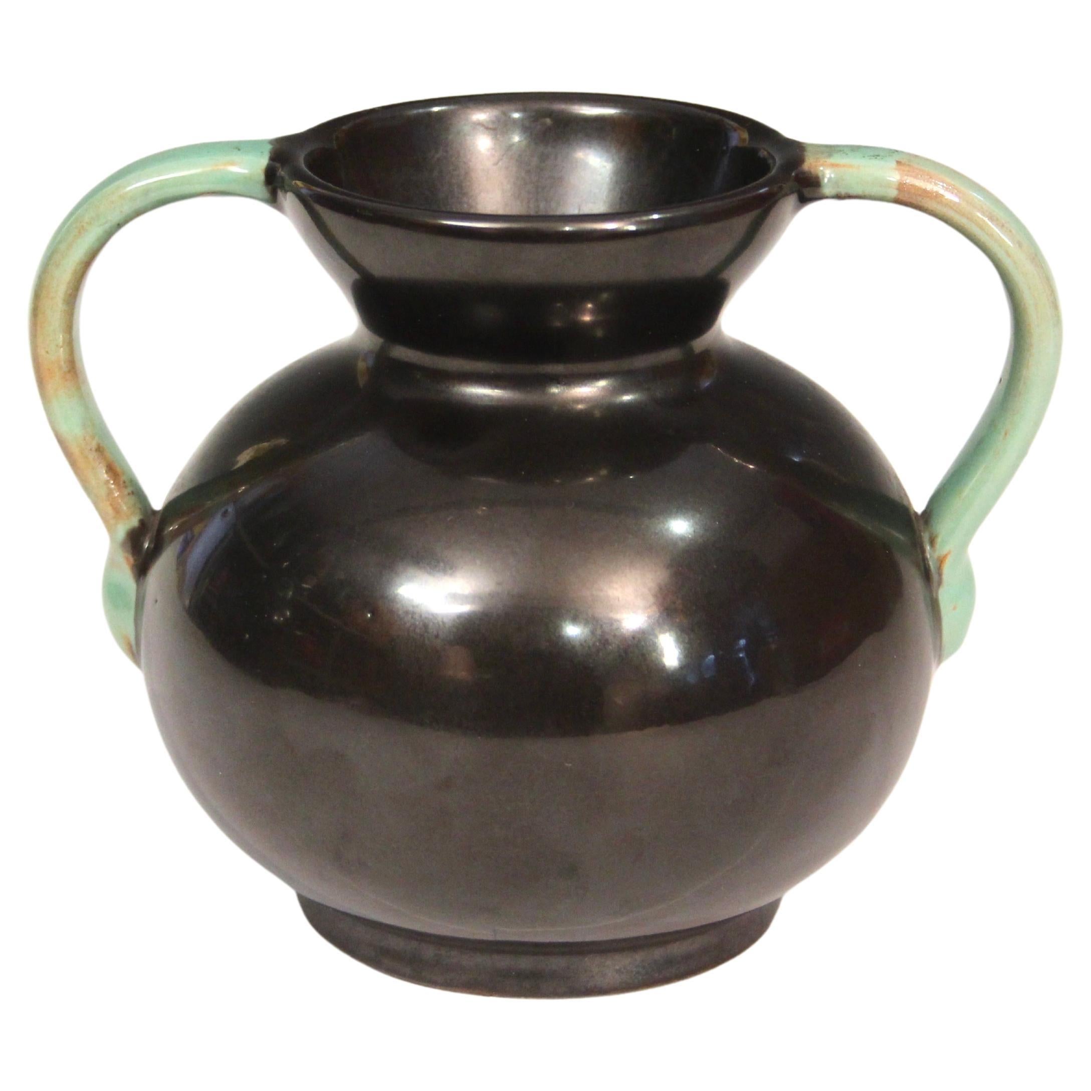 Vase de poterie d'art suédois vintage Art déco scandinave design Upsala Ekeby