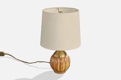 Upsala Ekeby, lampe de table, céramique, laiton, Suède, années 1930