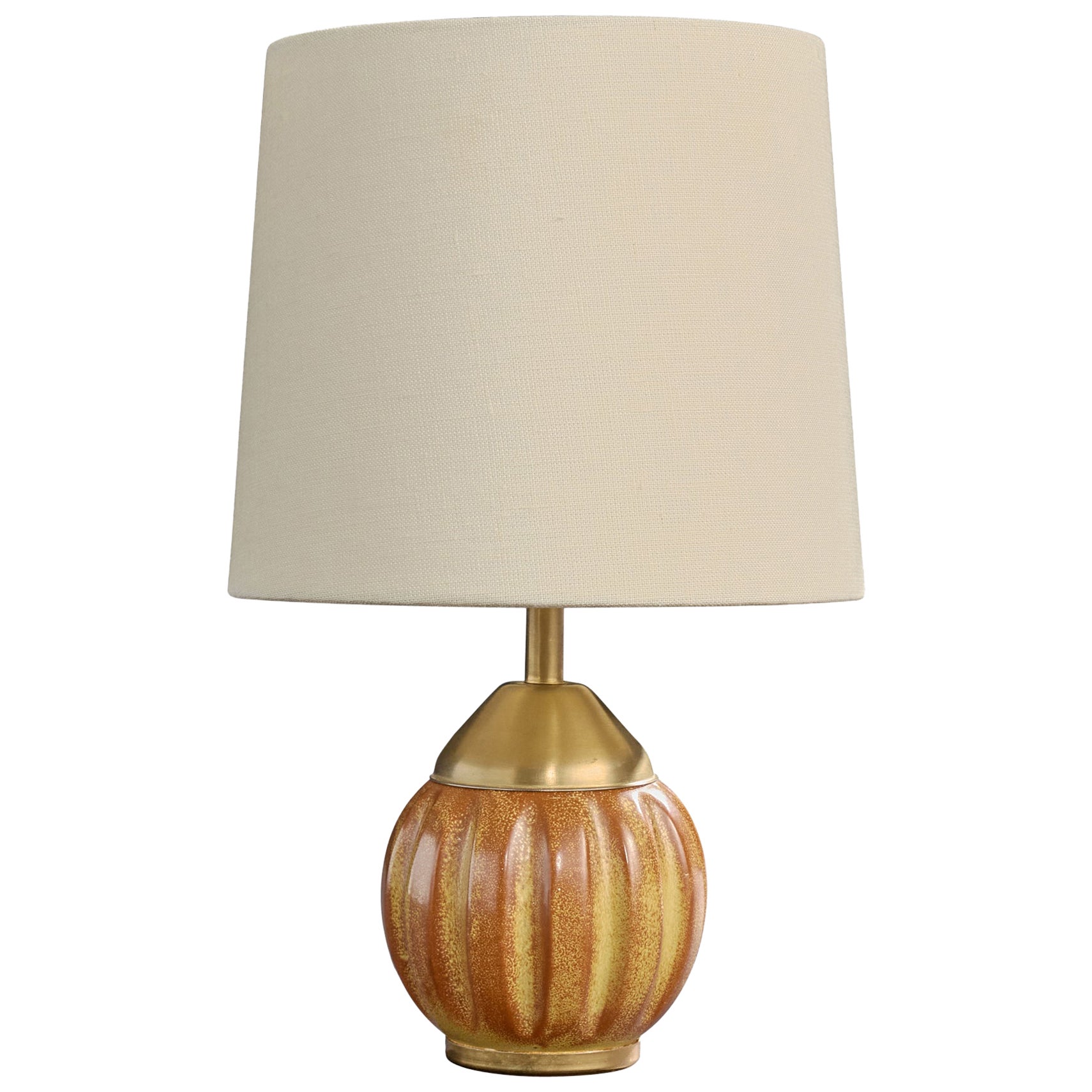 Upsala Ekeby, Table Lamp, Ceramic, Brass, Sweden, 1930s