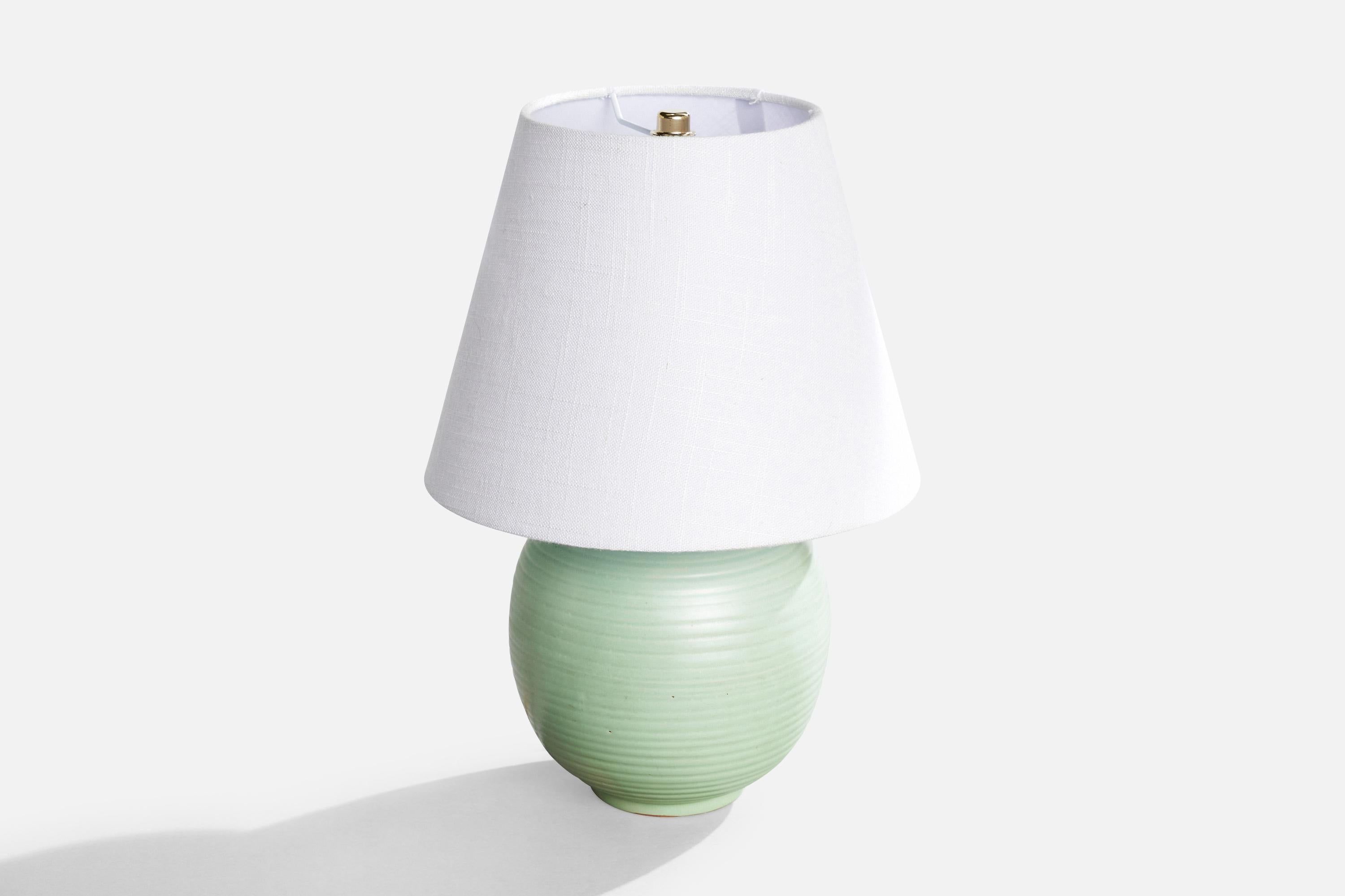 Scandinave moderne Lampe de bureau Upsala Ekeby, céramique, métal, Suède, années 1930 en vente