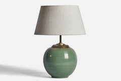 Upsala Ekeby, Table Lamp, Earthenware, Brass, Sweden, 1930s