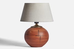 Upsala Ekeby, Tischlampe, Steingut, Messing, Schweden, 1930er Jahre