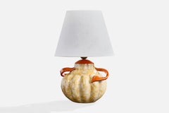 Upsala Ekeby, Table Lamp, Earthenware, Brass, Sweden, 1930s