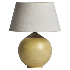 Upsala Ekeby, Lámpara de mesa, loza, latón, Suecia, años 1930