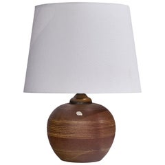 Upsala Ekeby, Lámpara de mesa, loza, latón, Suecia, años 1930