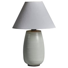 Upsala Ekeby, Lámpara de mesa, loza, latón, Suecia, años 1940