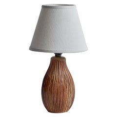 Upsala Ekeby, Lámpara de mesa, loza, latón, Suecia, años 1950