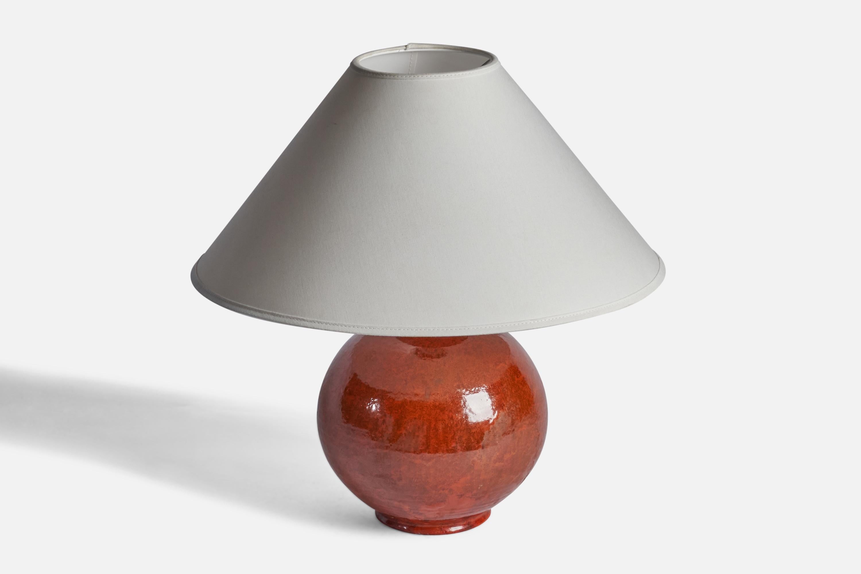 Mid-Century Modern Upsala Ekeby, Table Lamp, Earthenware, Sweden, 1930s For Sale