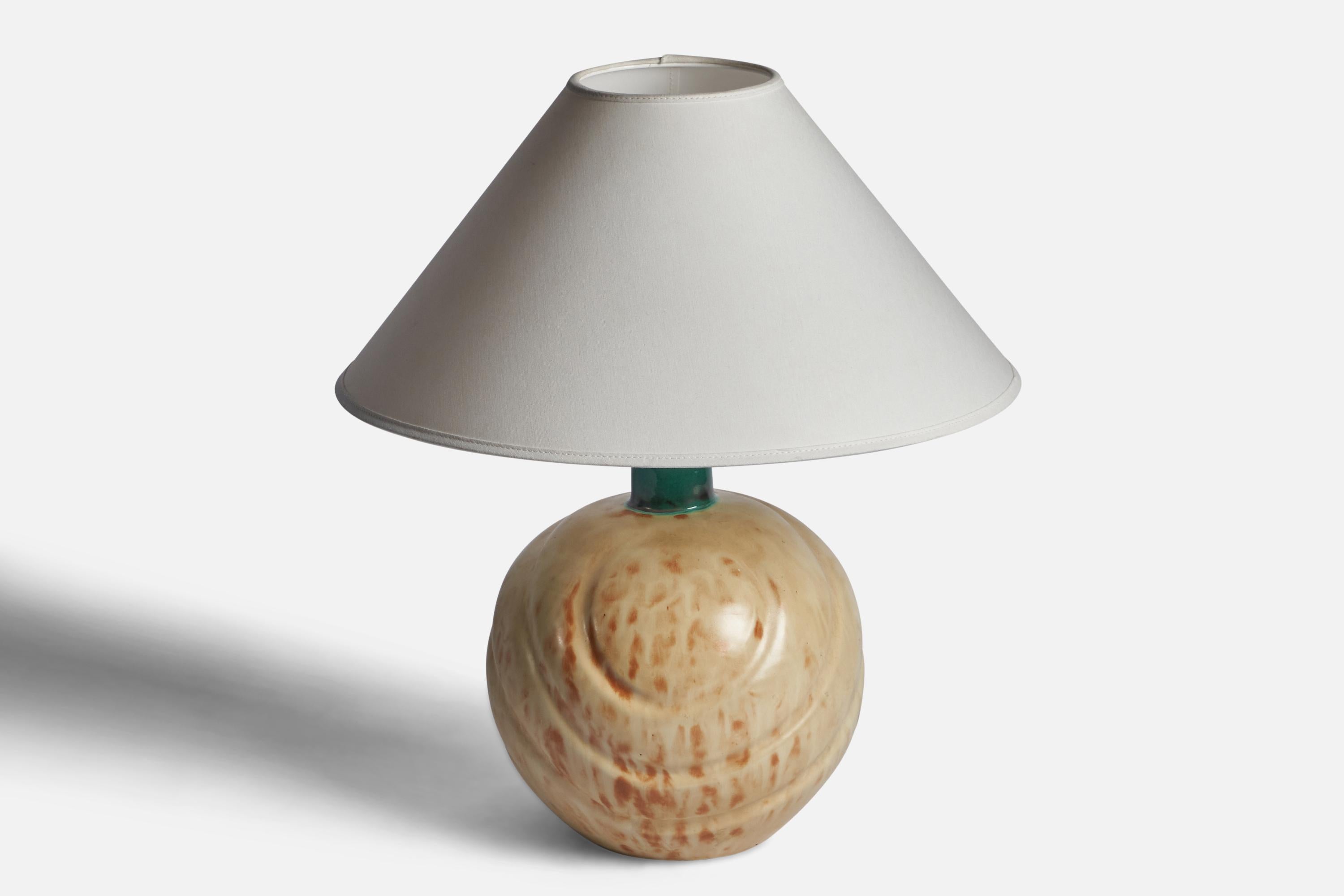 Scandinavian Modern Upsala Ekeby, Table Lamp, Earthenware, Sweden, 1930s For Sale