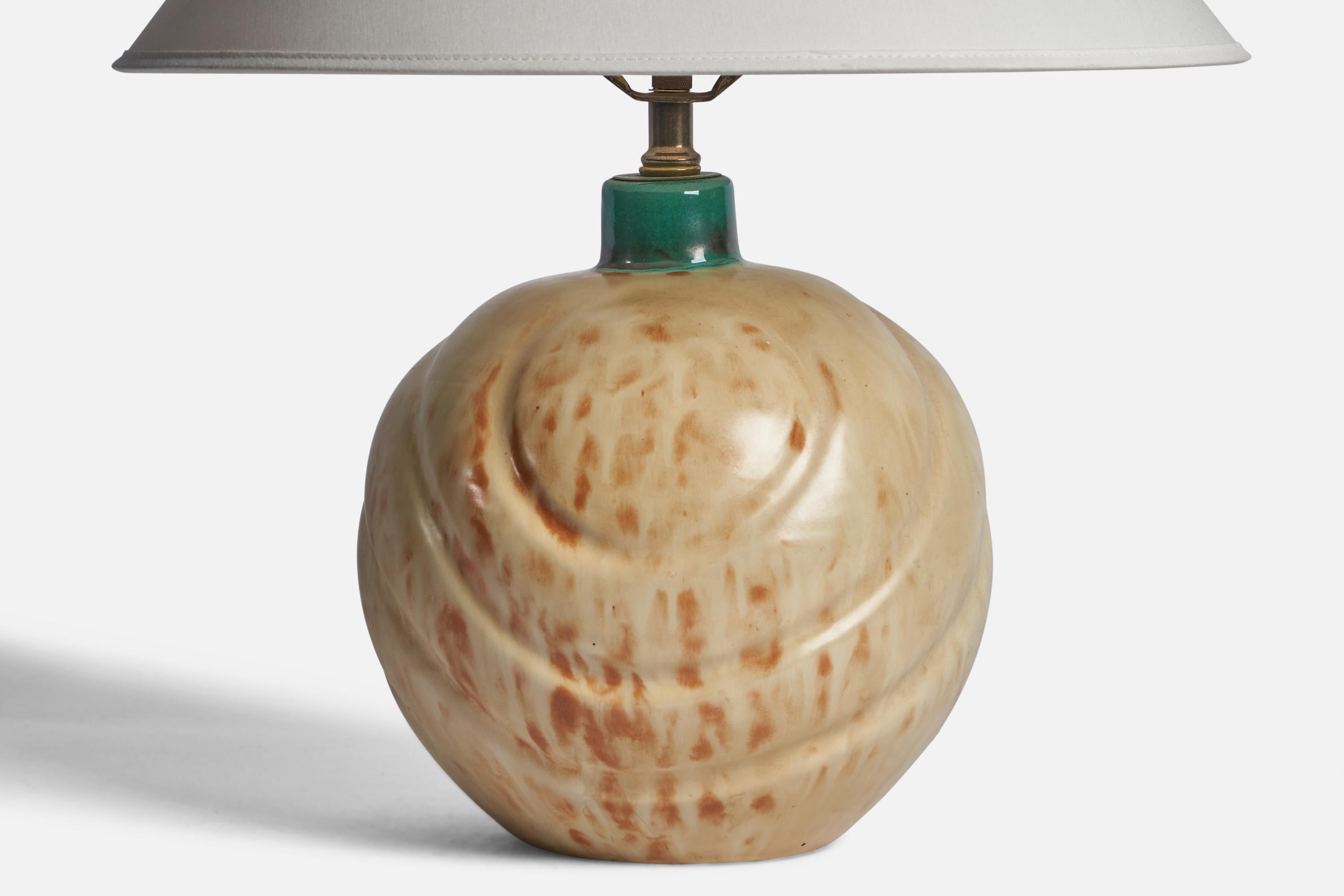 Upsala Ekeby, Tischlampe, Steingut, Schweden, 1930er Jahre (Schwedisch) im Angebot
