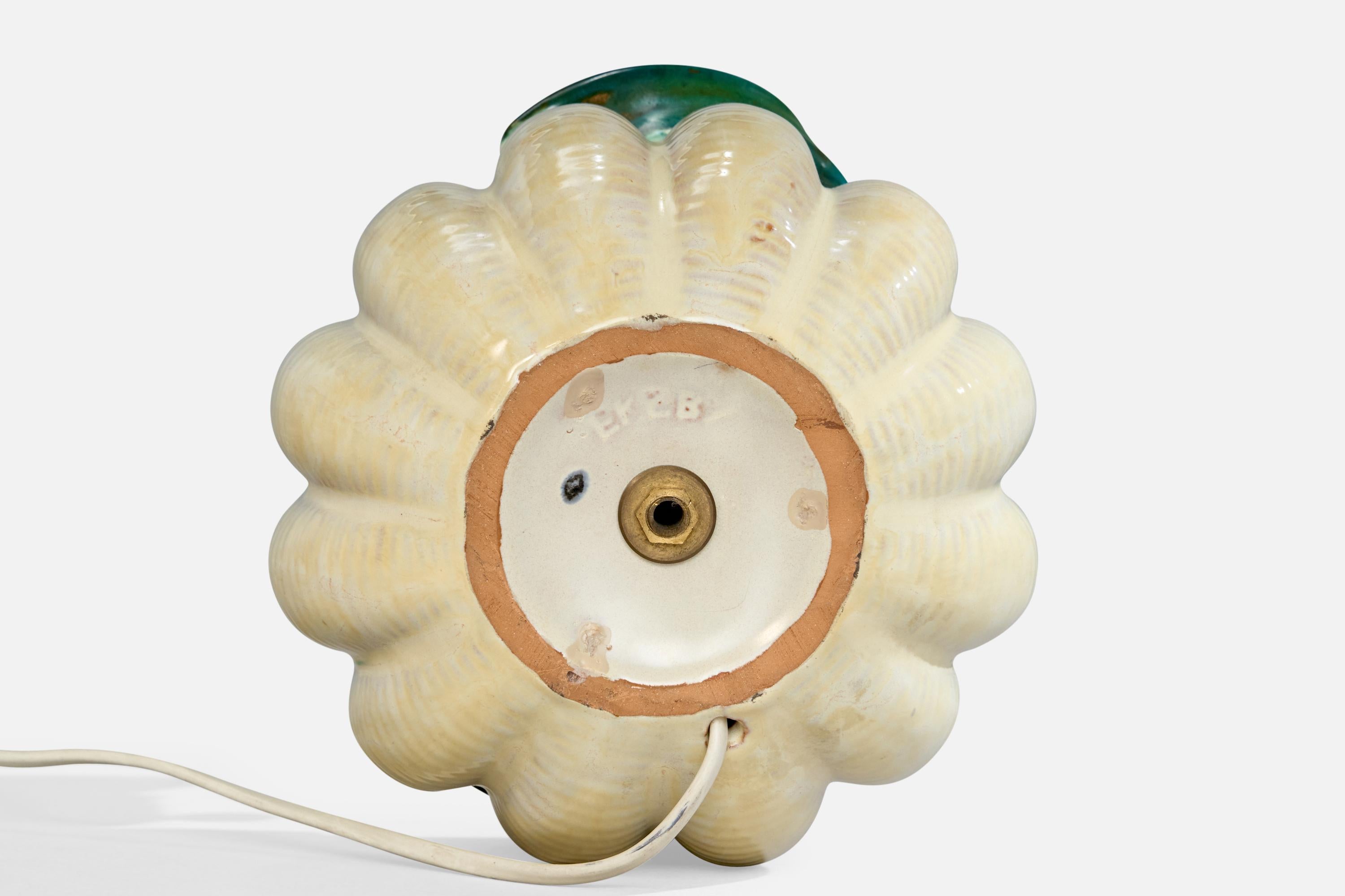 Lampe de bureau Upsala-Ekeby, faïence, Suède, années 1930 en vente 3