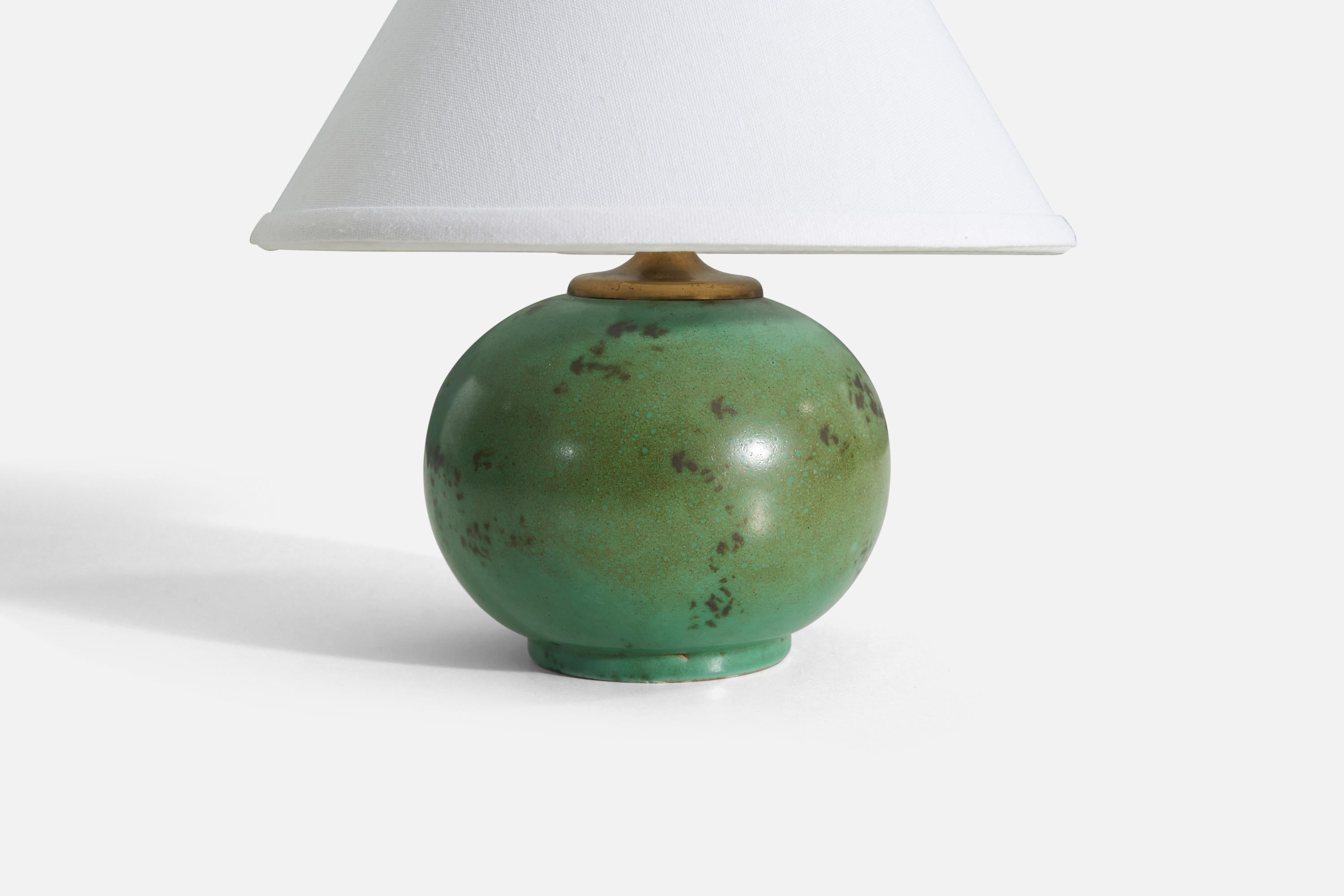 Swedish Upsala-Ekeby, Table Lamp, Glazed Earthenware, Sweden, 1930s For Sale