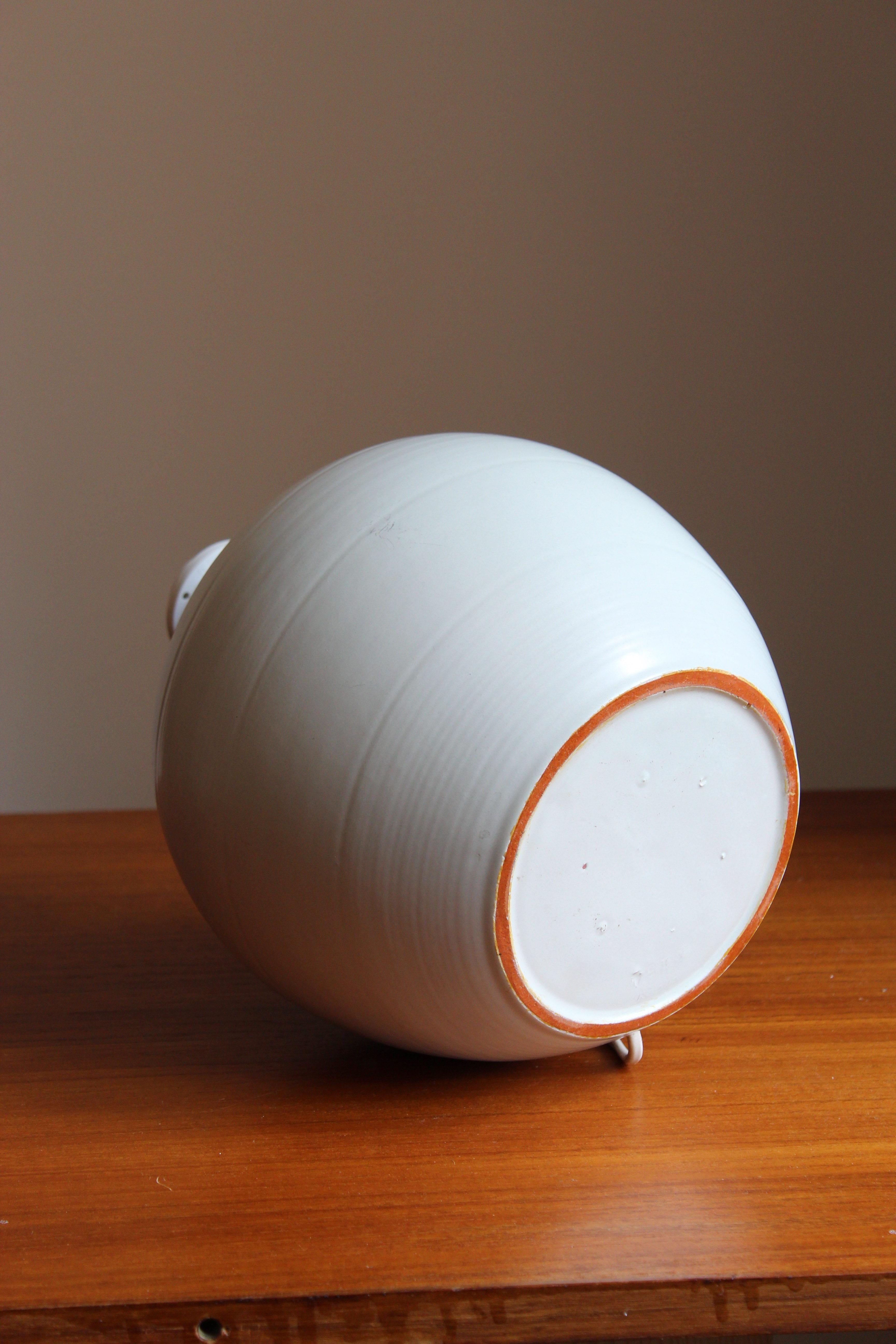 Mid-20th Century Upsala-Ekeby, Table Lamp, White Glazed Earthenware, Sweden, 1930s