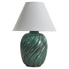 Upsala-Ekeby, Table Lamp, Glazed Earthenware, Sweden, 1940s