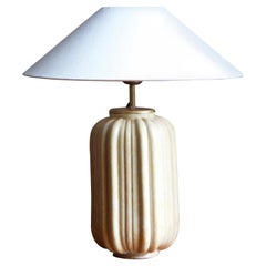 Upsala-Ekeby, Table Lamp, Glazed Stoneware, Brass, Sweden, 1930s