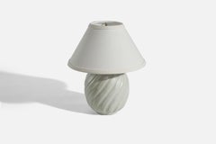 Upsala-Ekeby, Table Lamp, White-Glazed Earthenware, Brass, Sweden, 1940s