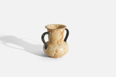 Upsala Ekeby, Vase, beige und schwarz glasiertes Steingut, Schweden, 1940er Jahre