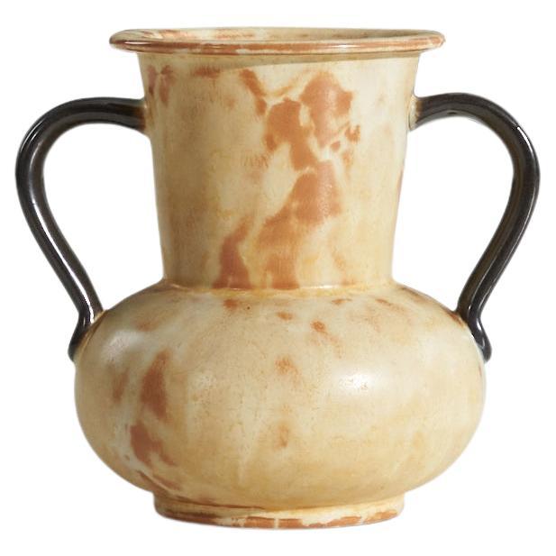 Upsala-Ekeby, Vase, Beige and Black-Glazed Earthenware, Sweden, 1940s For Sale