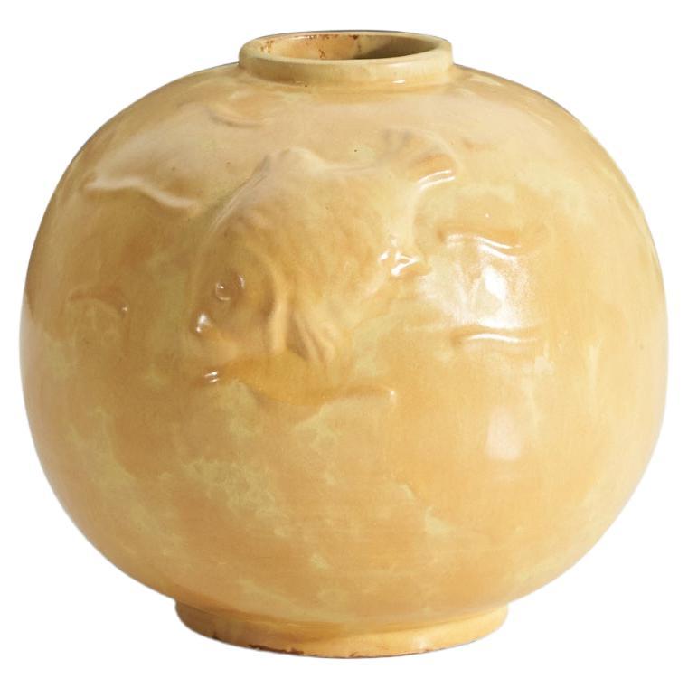 Upsala-Ekeby, Vase, Beige-Glazed Earthenware, Sweden, 1940s