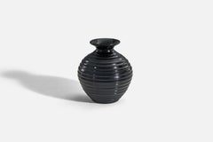 Upsala-Ekeby, Vase, Black-Glazed Earthenware, Sweden, 1940s