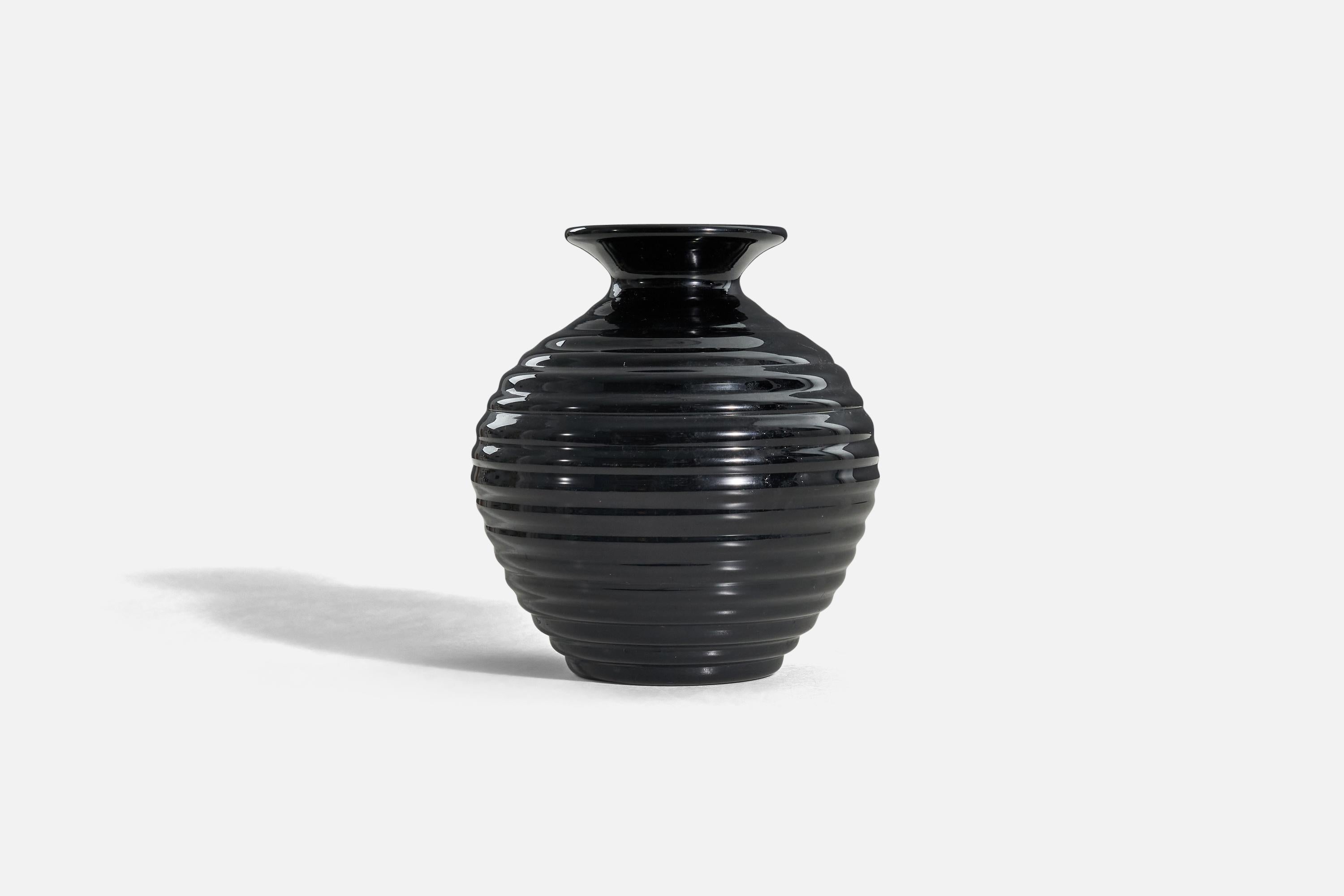 Swedish Upsala-Ekeby, Vase, Black-Glazed Earthenware, Sweden, 1940s For Sale