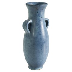 Upsala-Ekeby, Vase, Blue-Glazed Earthenware, Sweden, 1940s