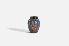Upsala-Ekeby, Vase, Brown And Blue-Glazed Earthenware, Sweden, c. 1930s