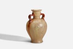 Upsala-Ekeby, Vase, Cream and Red Glazed Earthenware, Sweden, 1940s