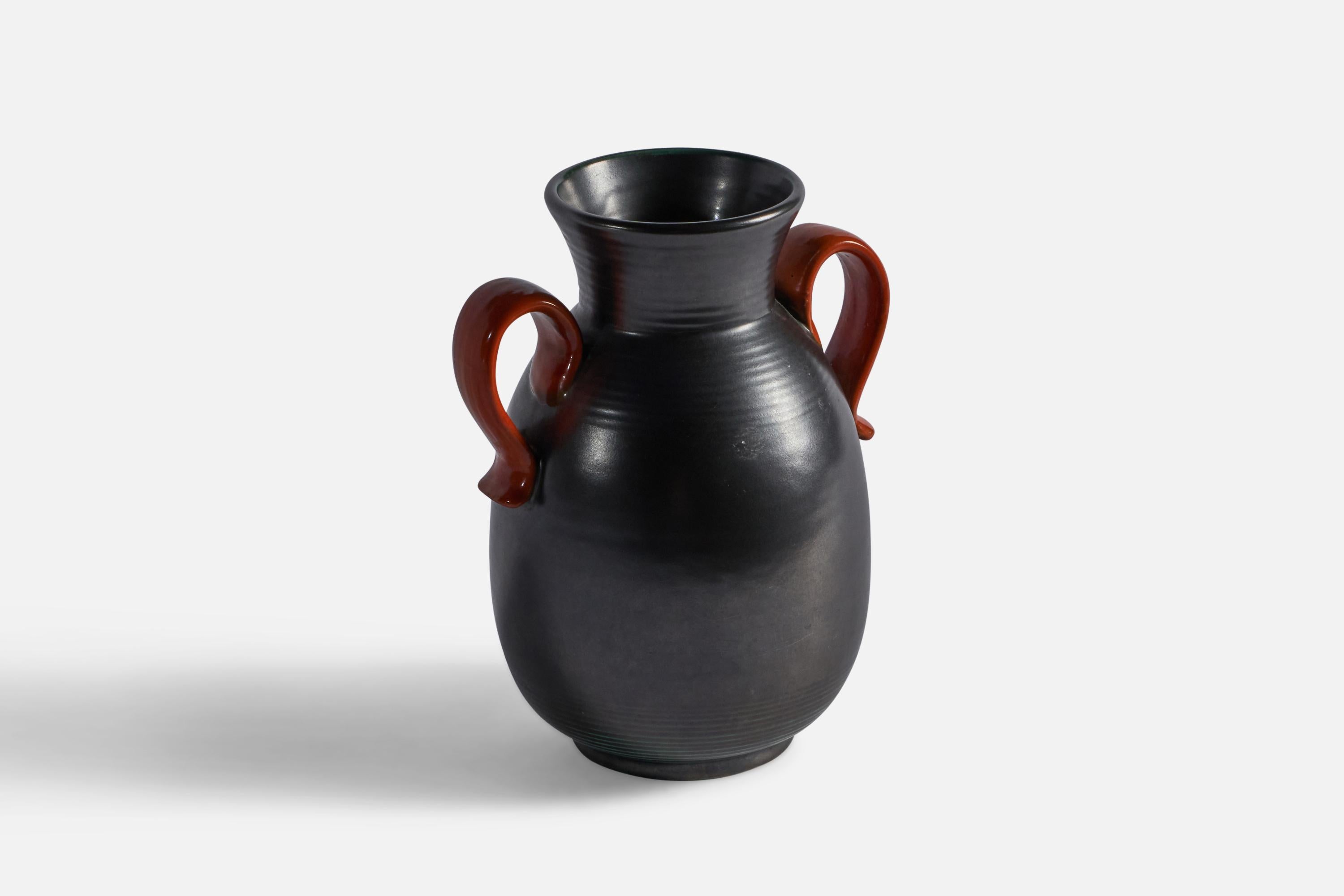 Scandinavo moderno Upsala Ekeby, Vaso, Terracotta, Svezia, anni '1930 in vendita