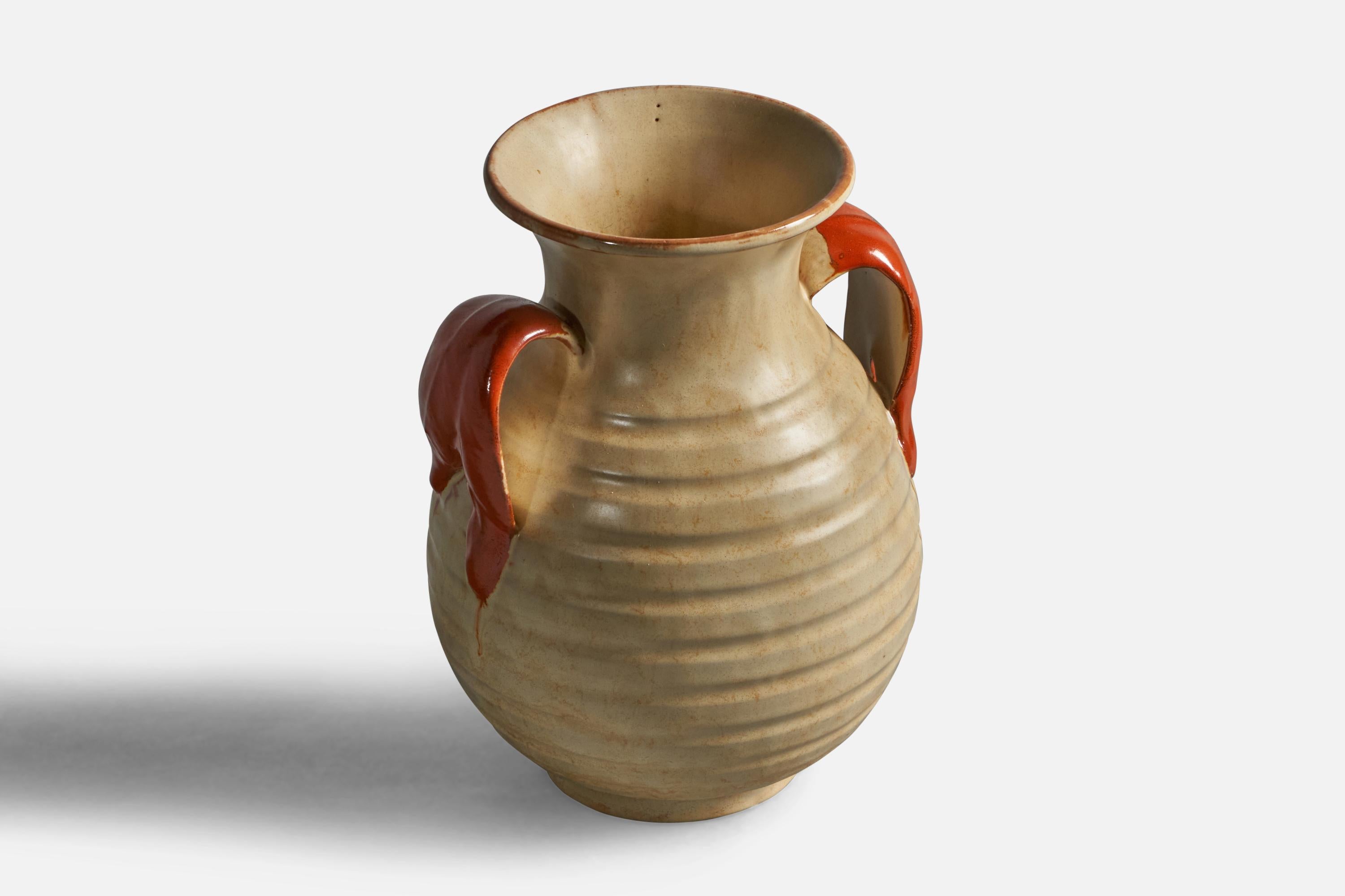 Scandinavian Modern Upsala Ekeby, Vase, Earthenware, Sweden, 1930s For Sale