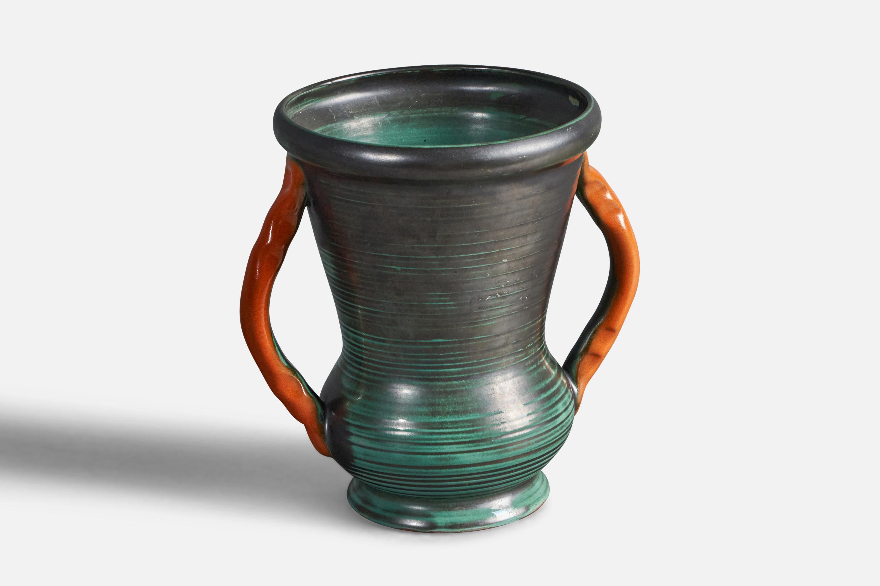 Mid-Century Modern Upsala Ekeby, Vase, Earthenware, Sweden, 1930s For Sale