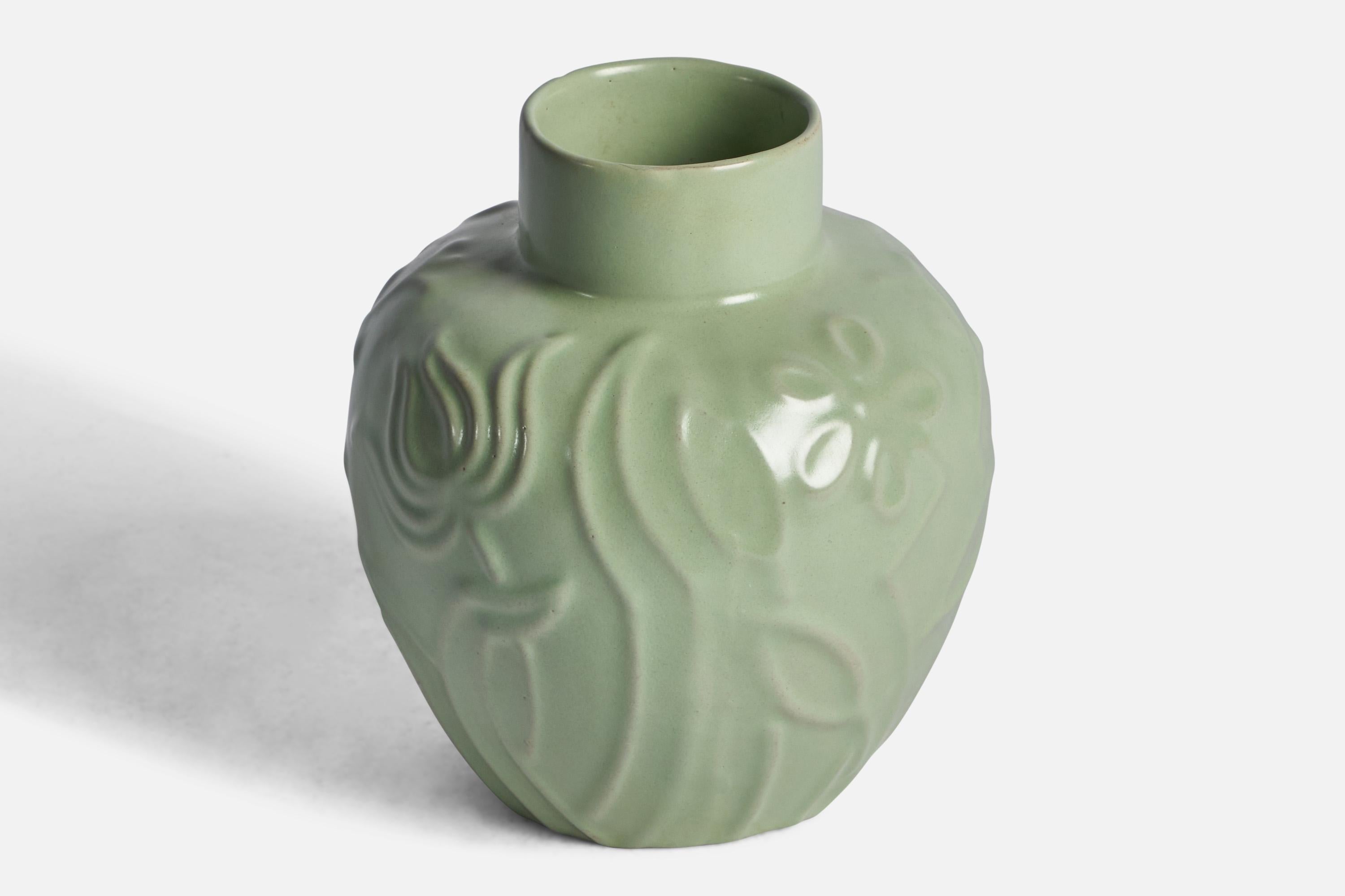 Scandinavo moderno Upsala Ekeby, Vaso, Terracotta, Svezia, anni '1930 in vendita