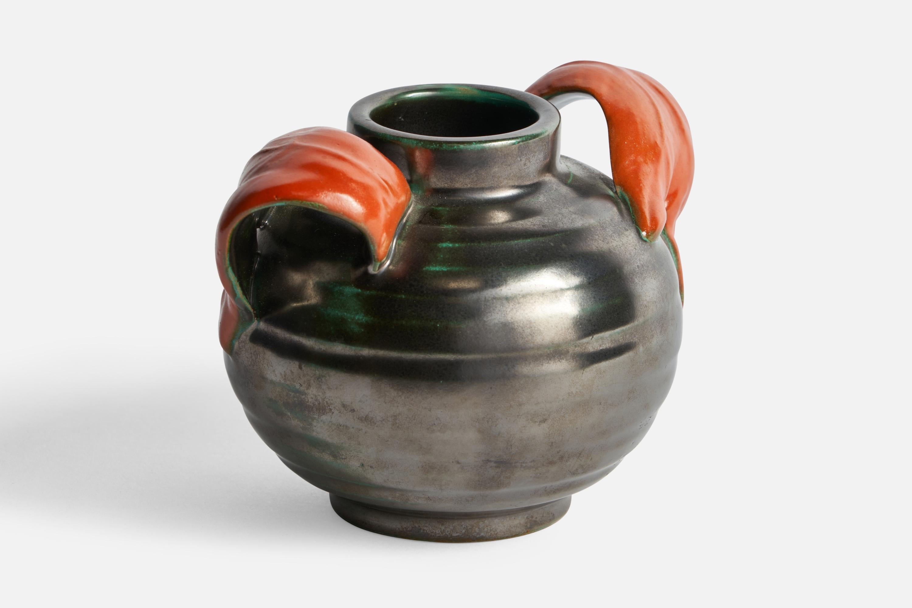 Scandinavo moderno Upsala Ekeby, Vaso, Terracotta, Svezia, anni '1930 in vendita