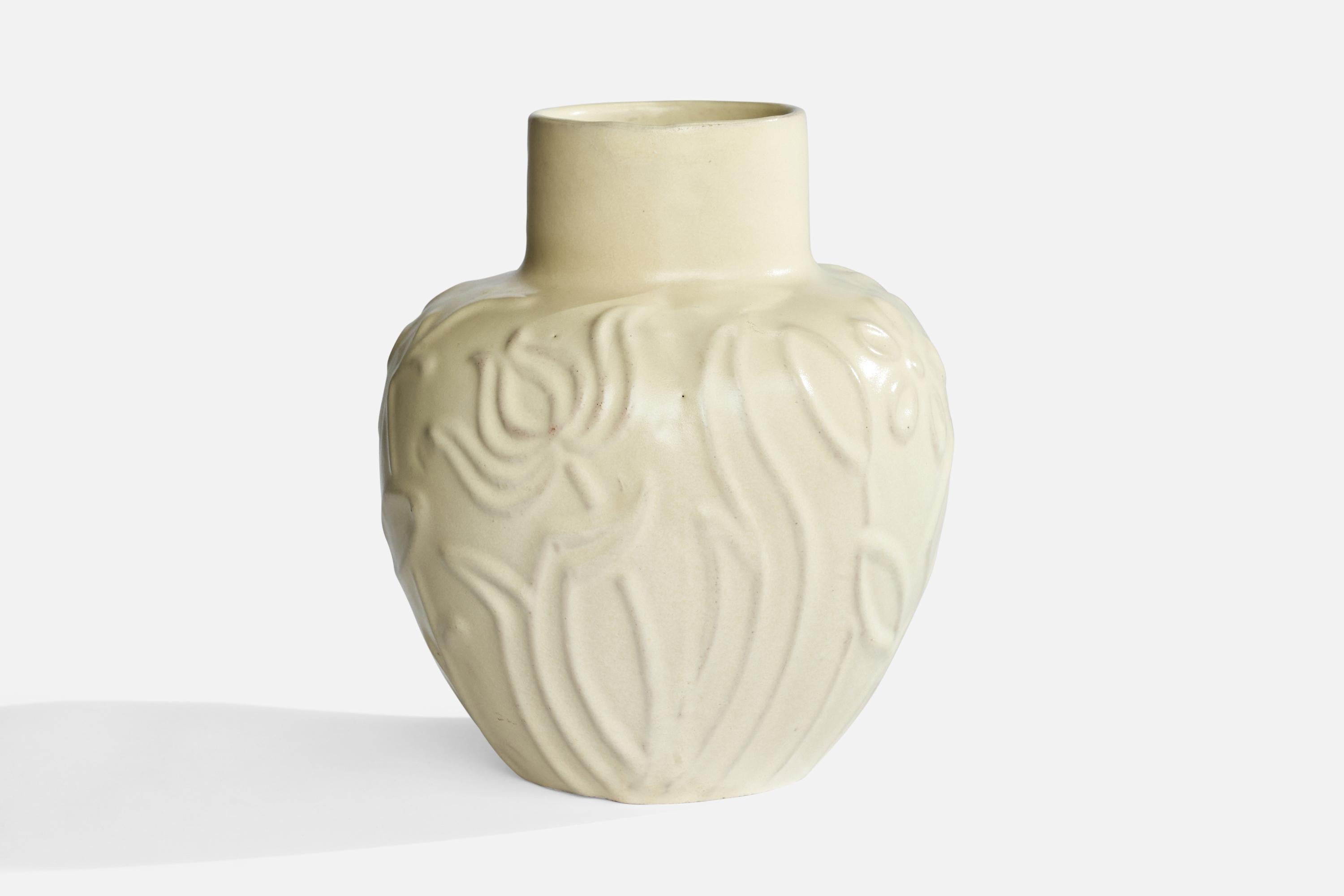 Scandinavian Modern Upsala Ekeby, Vase, Earthenware, Sweden, 1930s For Sale