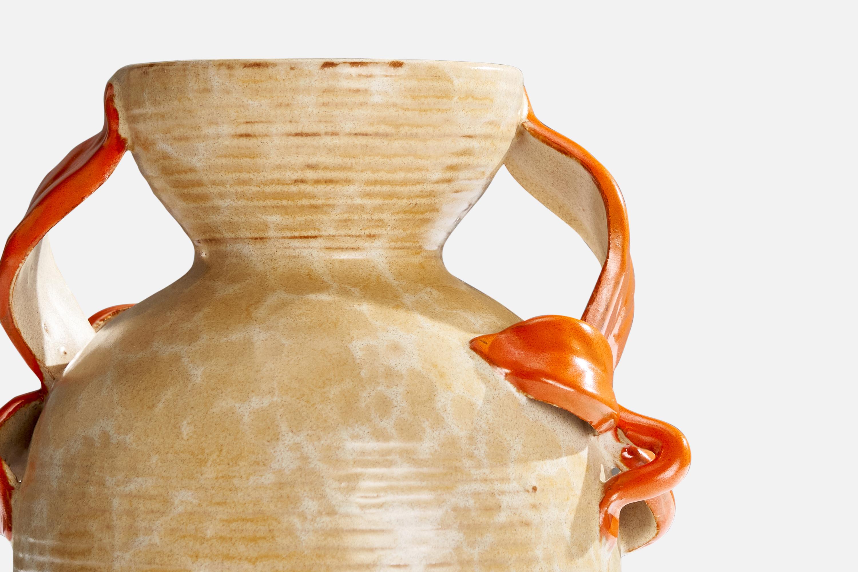 Scandinavo moderno Upsala Ekeby, Vaso, Terracotta, Svezia, anni '1930 in vendita