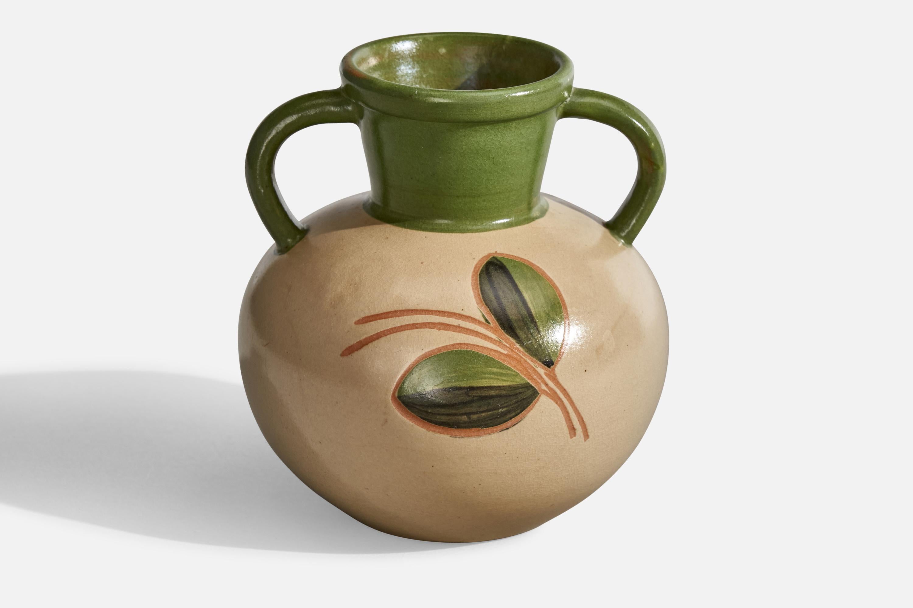 Scandinavian Modern Upsala Ekeby, Vase, Earthenware, Sweden, 1930s For Sale