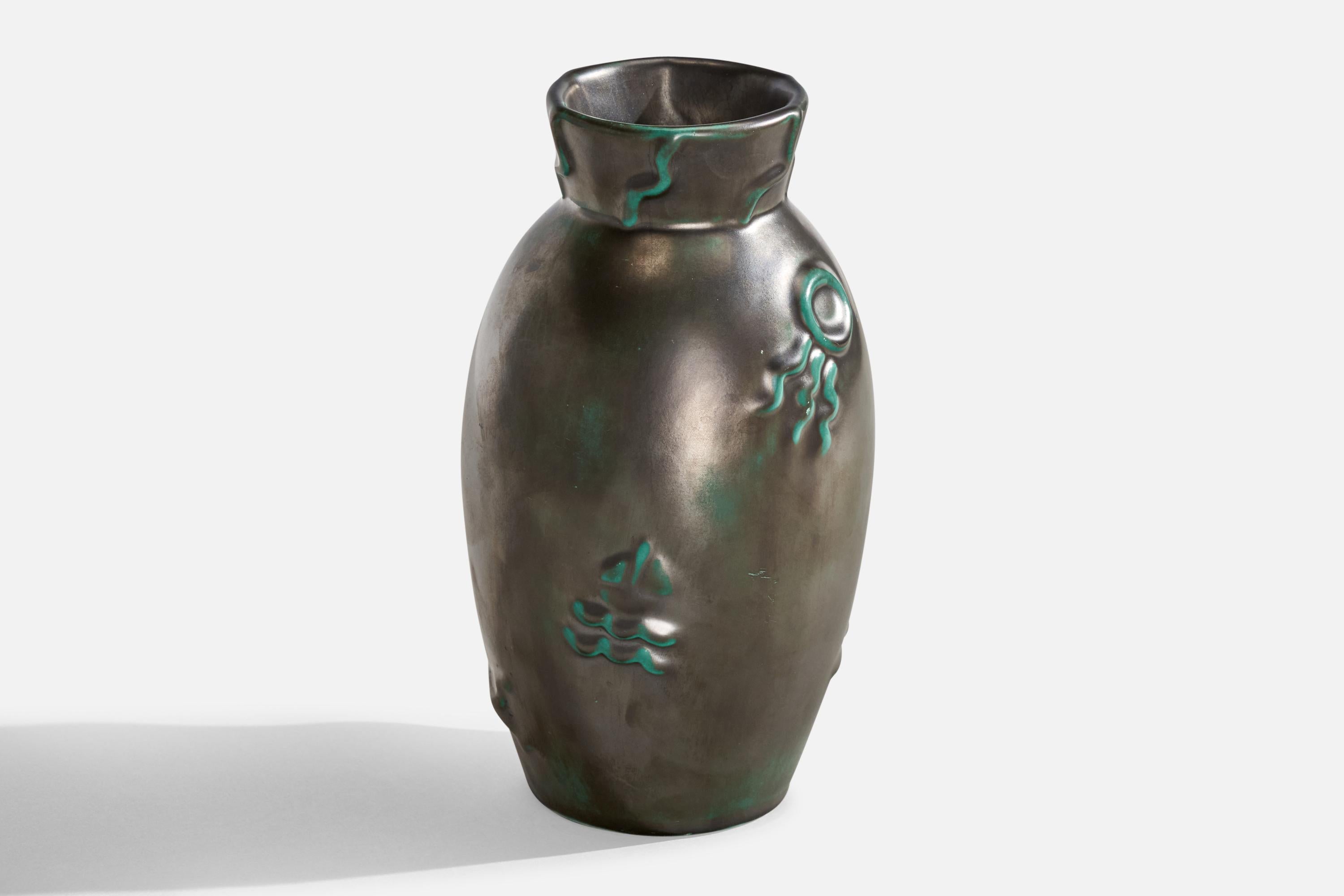 Scandinave moderne Vase en faïence de Upsala Ekeby, Suède, années 1930 en vente