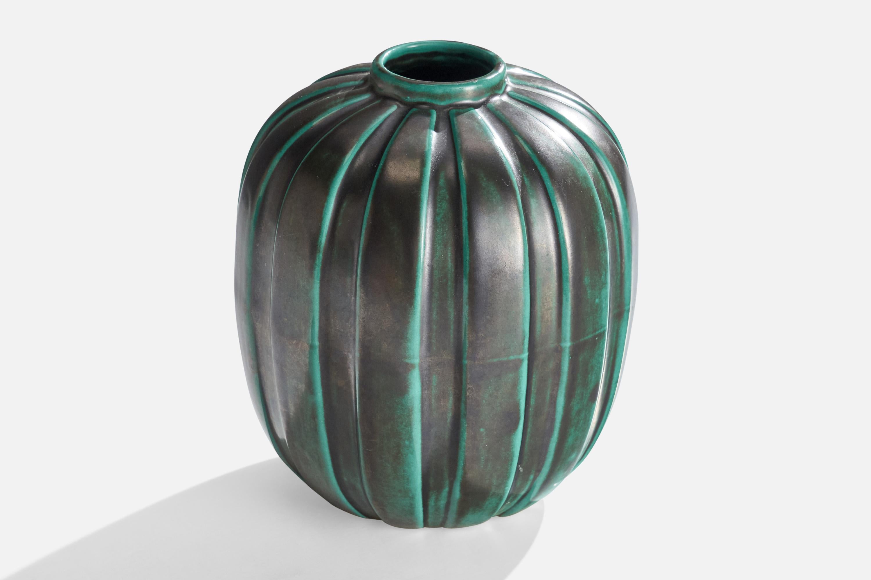 Scandinavo moderno Upsala Ekeby, Vaso, Terracotta, Svezia, anni '1930 in vendita