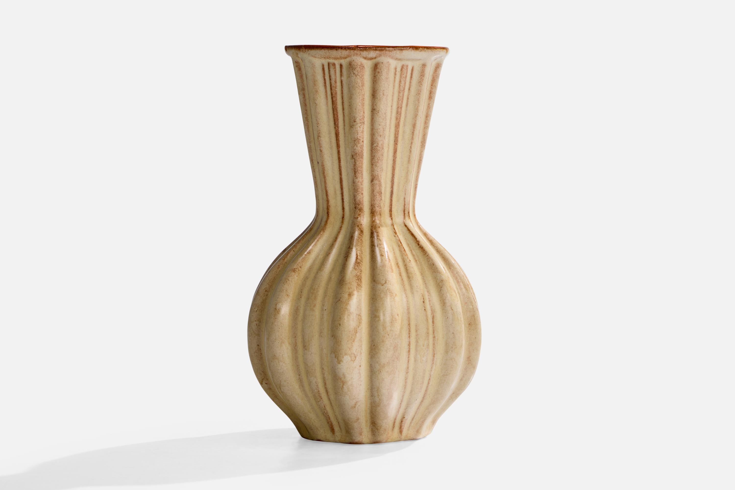 Scandinavian Modern Upsala Ekeby, Vase, Earthenware, Sweden, 1930s For Sale