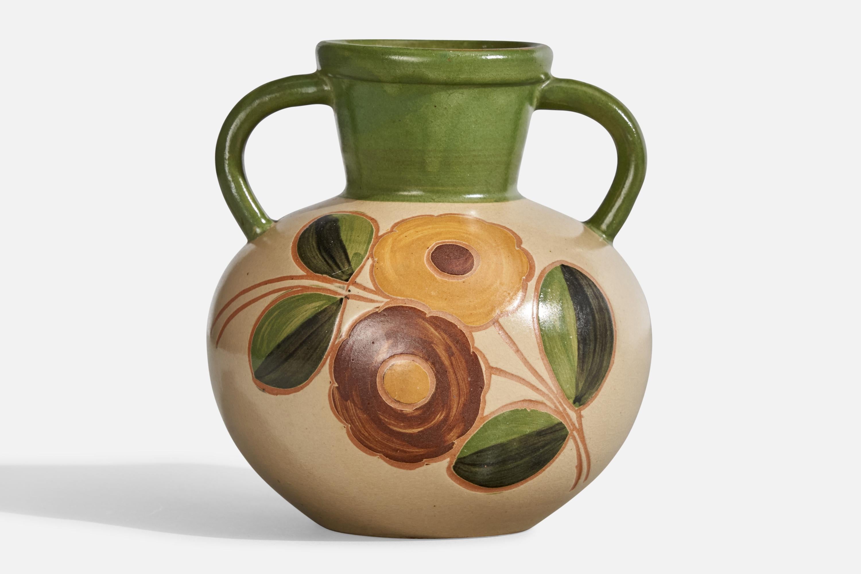 Upsala Ekeby, Vase, Earthenware, Sweden, 1930s In Good Condition For Sale In High Point, NC