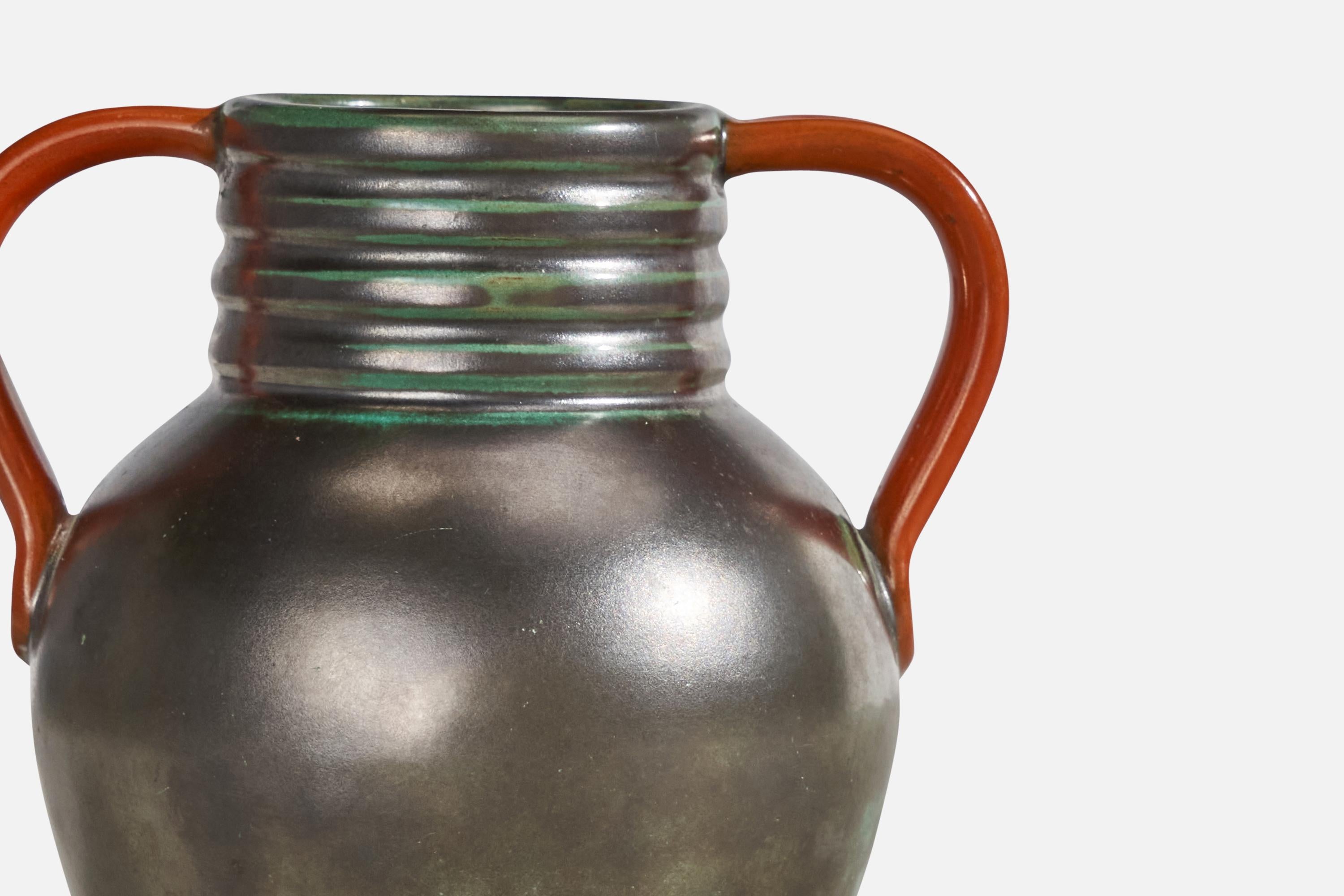 Metà XX secolo Upsala Ekeby, Vaso, Terracotta, Svezia, anni '1930 in vendita
