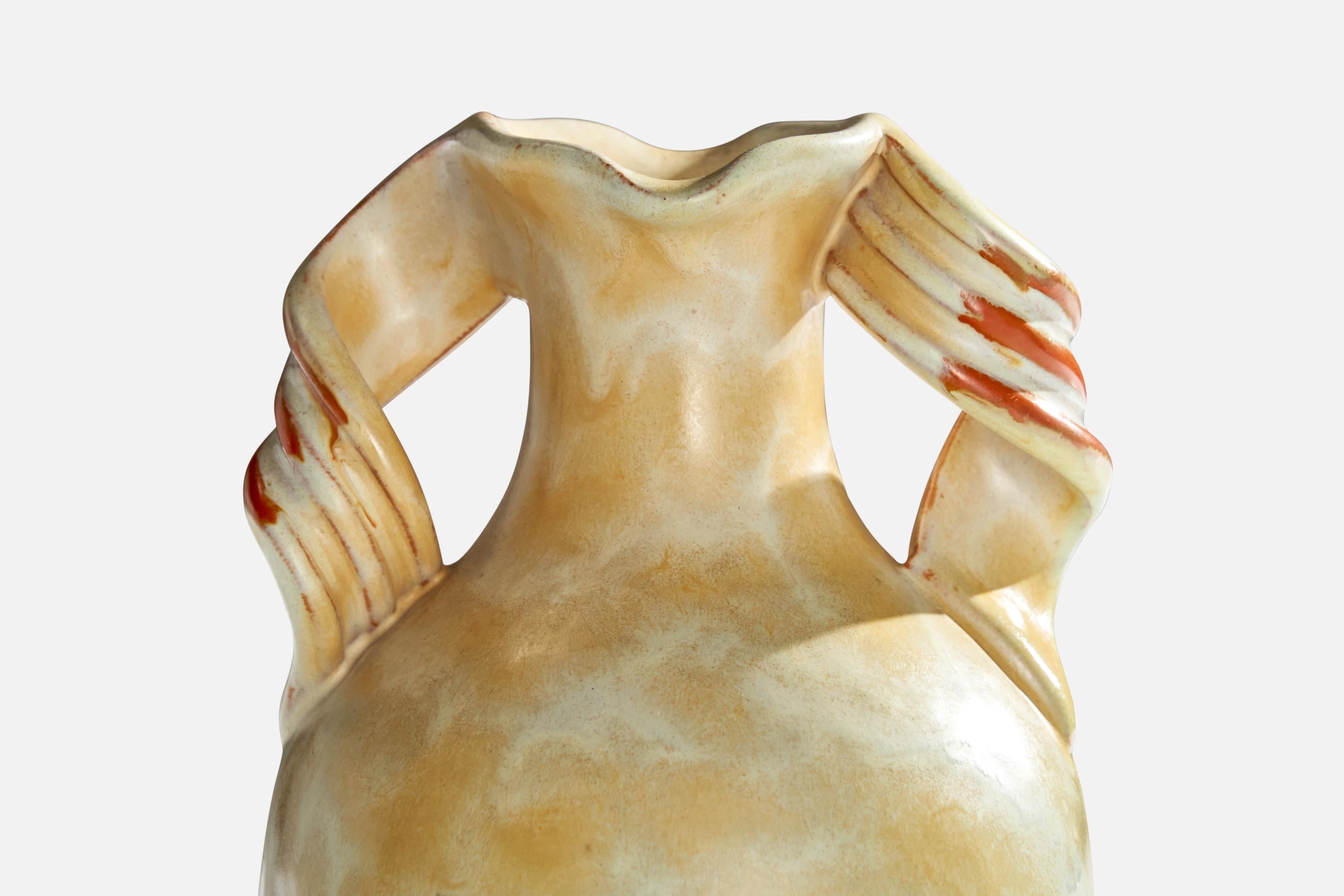 Metà XX secolo Upsala Ekeby, Vaso, Terracotta, Svezia, anni '1930 in vendita