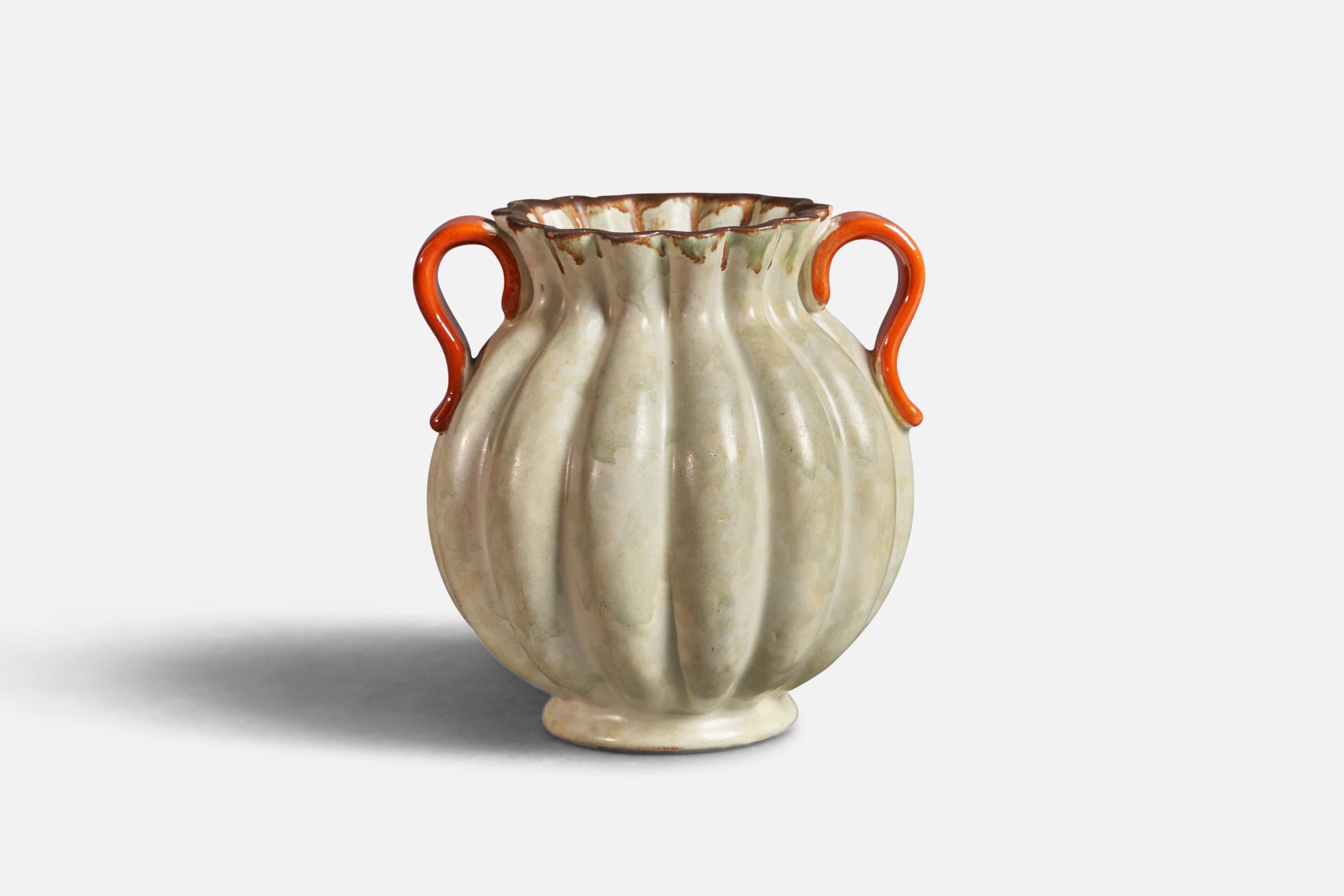Scandinavian Modern Upsala Ekeby, Vase, Earthenware, Sweden, 1940s For Sale