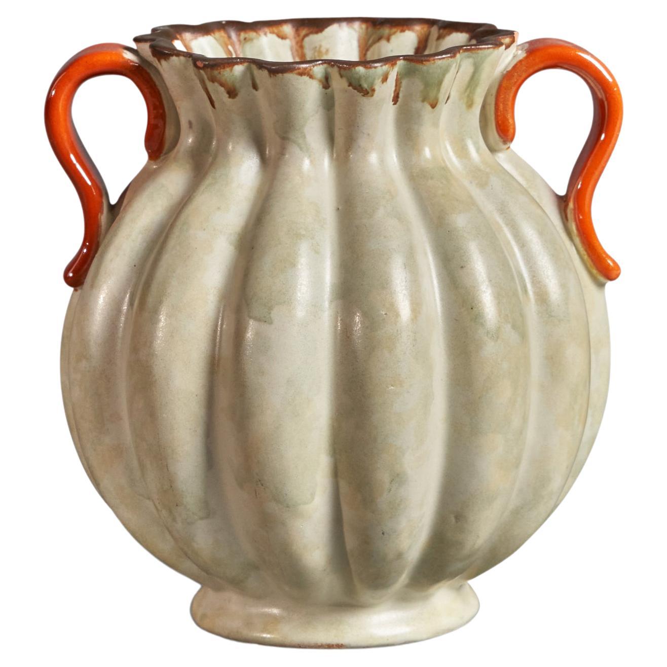 Upsala Ekeby, Vase, Earthenware, Sweden, 1940s For Sale