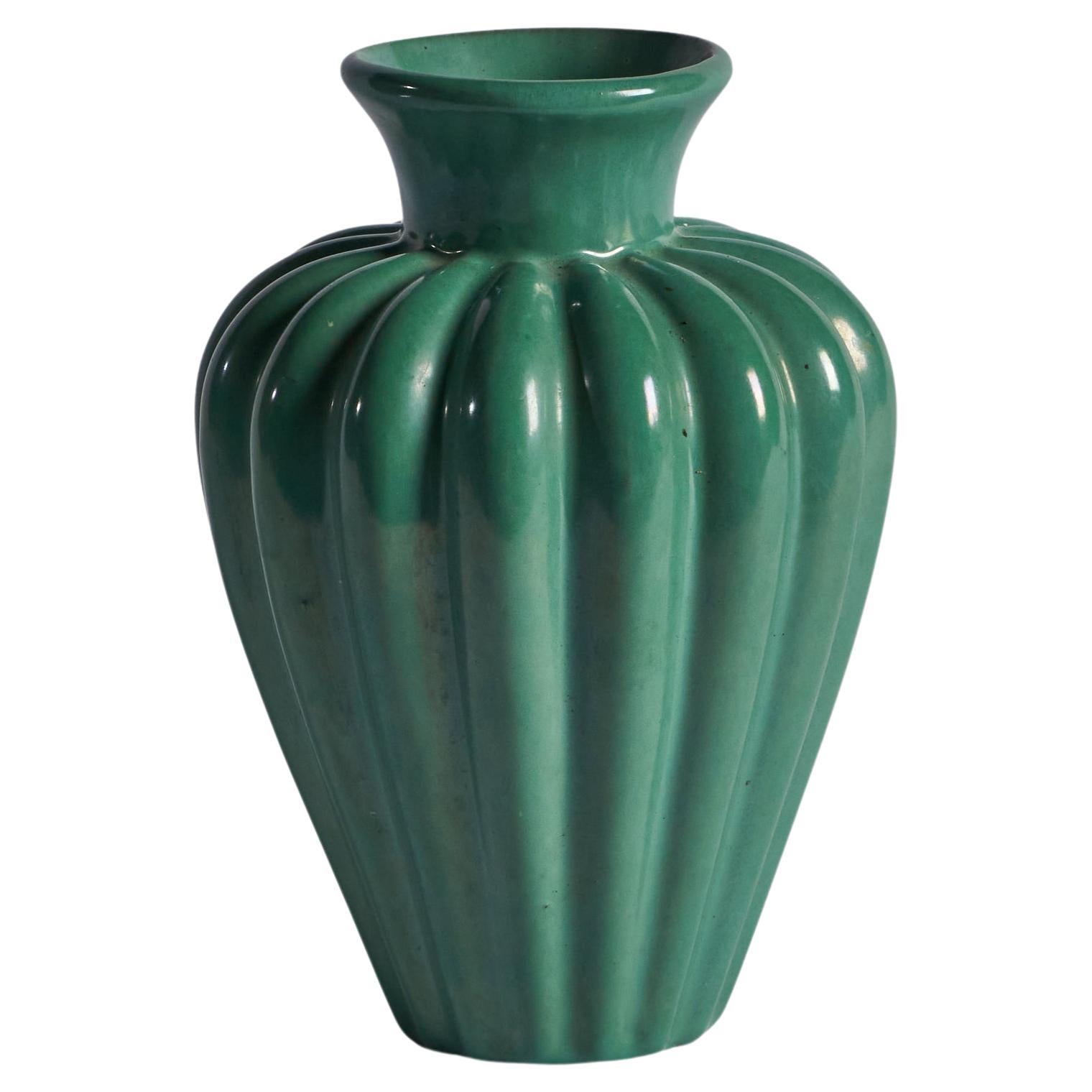 Upsala Ekeby, Vase, Earthenware, Sweden, 1940s For Sale