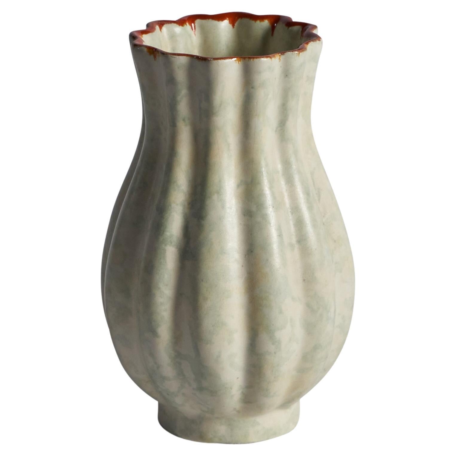 Upsala Ekeby, Vase, Earthenware, Sweden, 1940s For Sale